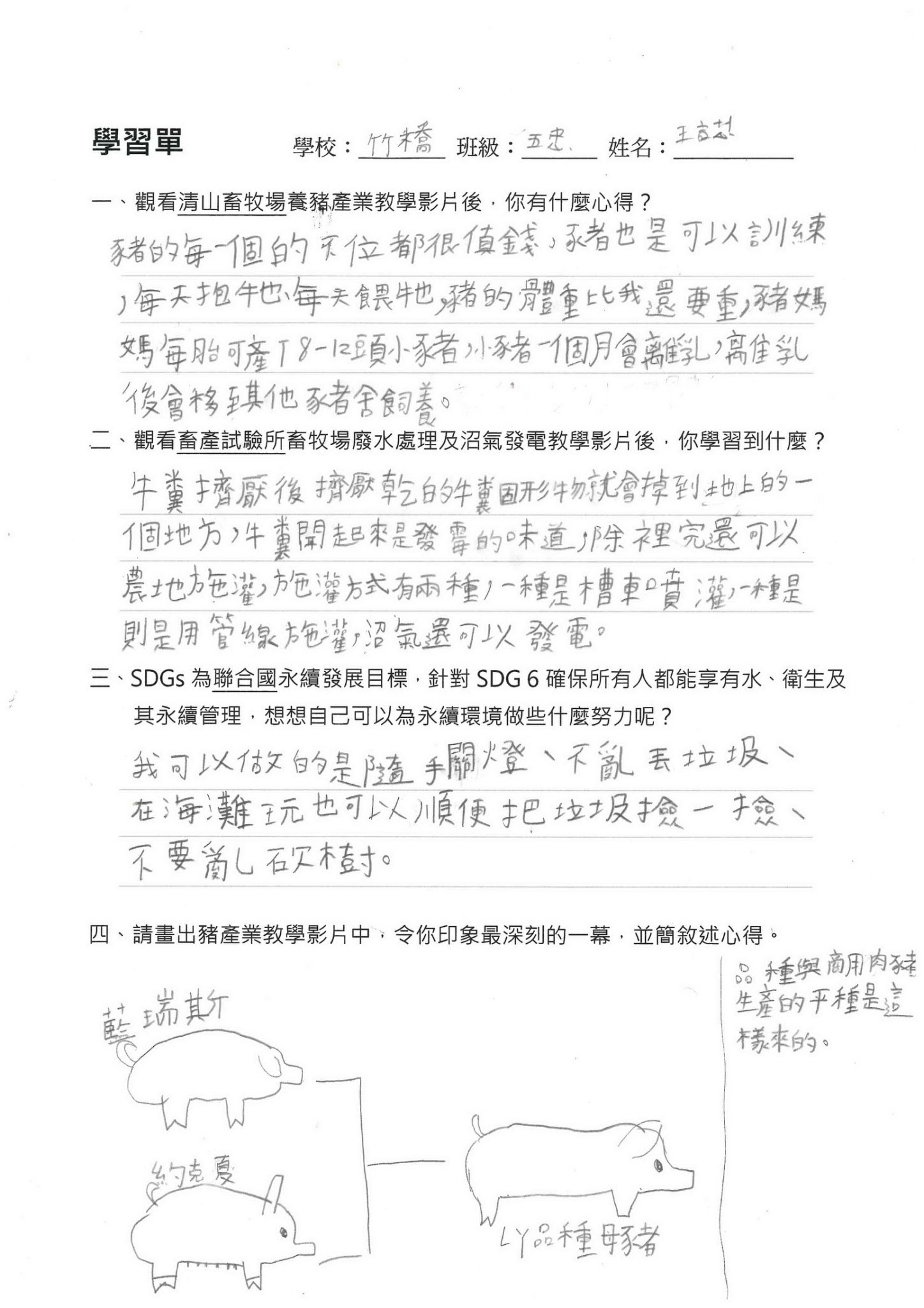 家畜專題學習單